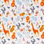 Preview: French Terry Druck Bunte Welt der Tiere auf Altweiß - Swafing Tomke
